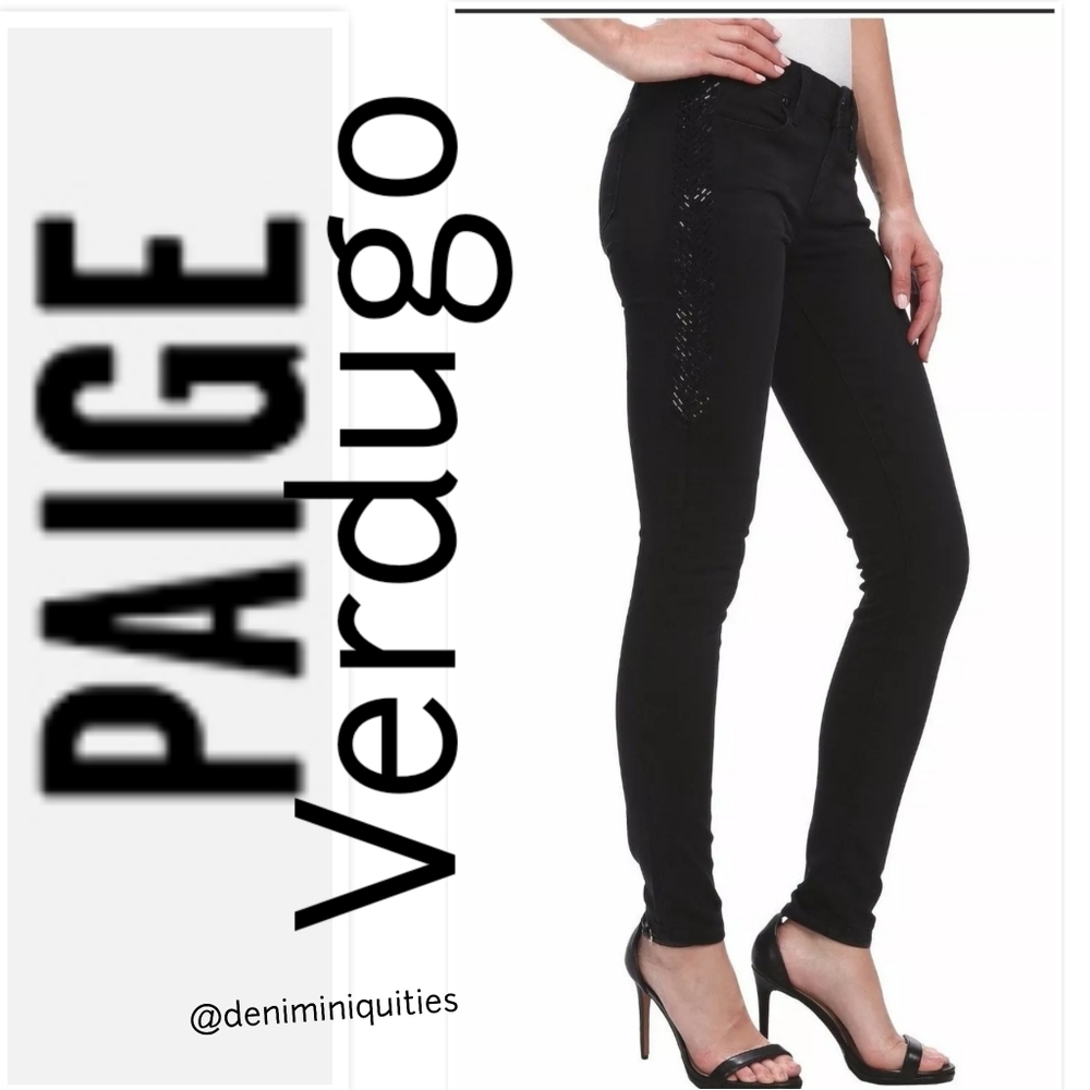 Anthropologie Paige Verdugo Black Skinny Jeans Beaded Embellishment